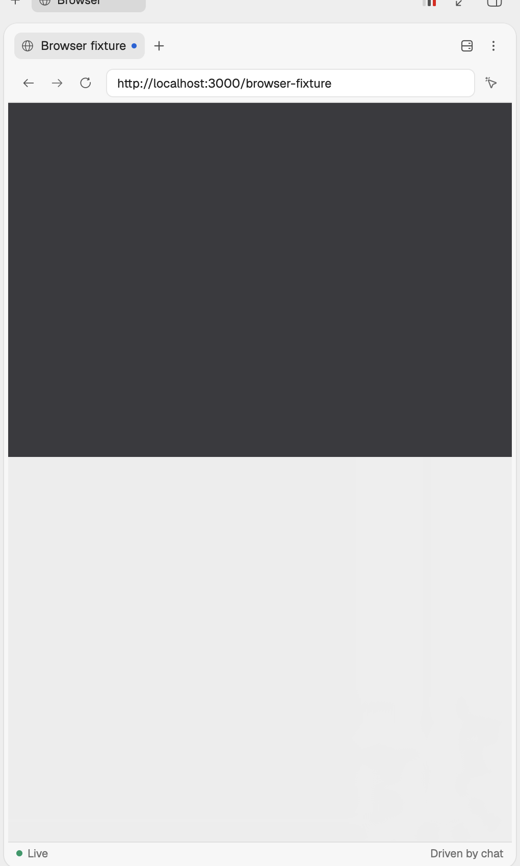 The Browser panel in the right panel: page tabs, the address bar with back, forward and reload, and the live page.